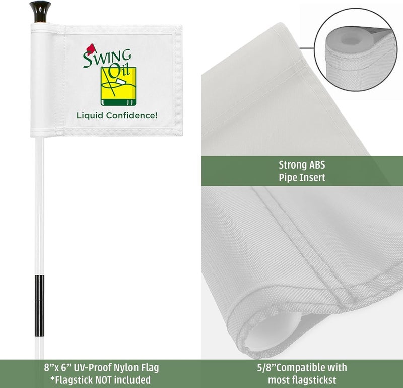 WATSY Golf Flag 8x6 Inch – 420D Nylon Double-Sided Mini Pin Flag with Tube Insert, Practice Putting Green Flags for Yard - Swing Oil Masters - Image 2
